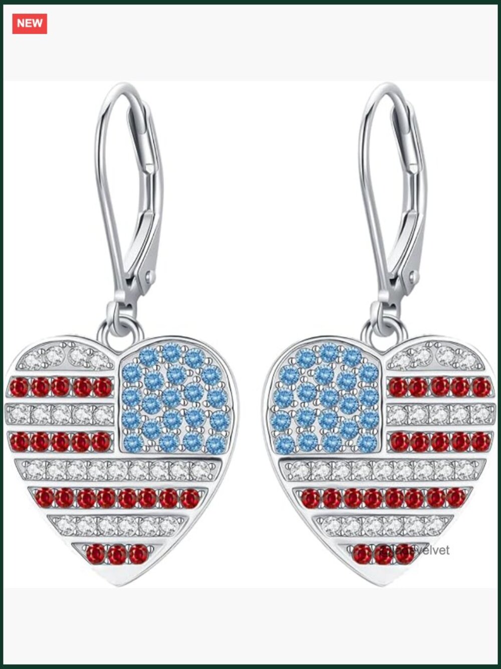 925 Sterling Silver Patriotic Earrings Drop Dangle Leverback Studs - Picture 1 of 7